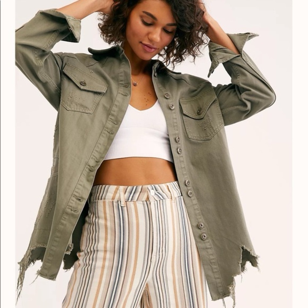 Free People Utility Pocket Detail Denim-Sz S